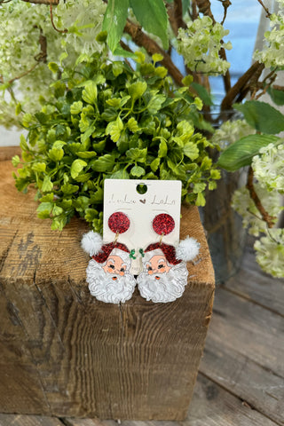 Pom Santa Earrings Red Earrings Wona Trading   