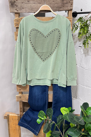 Heart Throb Sage Shirts & Tops Easel   