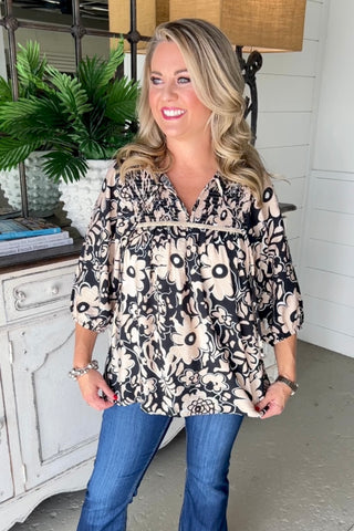 Blooms Black by Umgee Shirts & Tops Umgee   