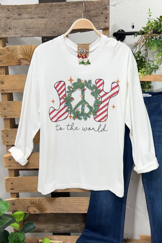 Joy To World Long T-Shirt Shirts & Tops Sugar Stitch/Faire   