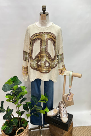 Peaceful Vibes Creme Shirts & Tops Oli & Hali   