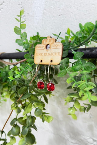 Carrie Earrings Silver/Red by Pink Panache Pink Panache