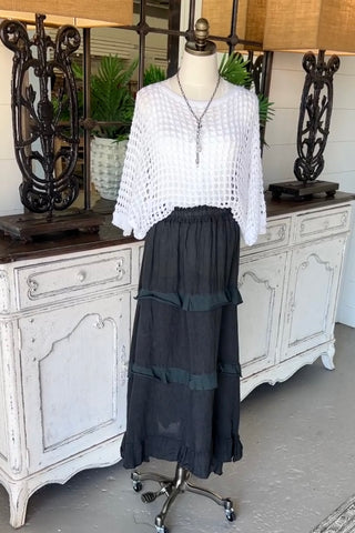 Layered Linen Skirt Charcoal skirt Super Belle   