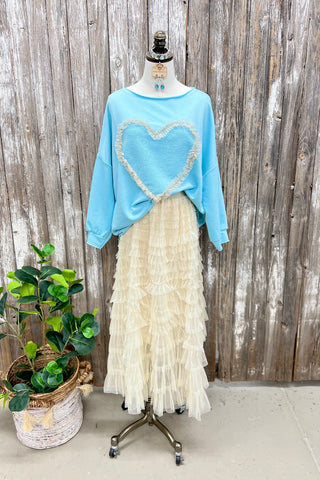 Big Hearted Baby Blue Shirts & Tops MuMu