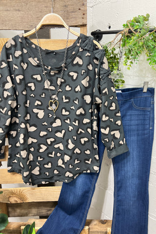 Heart Filling Charcoal Shirts & Tops MuMu   