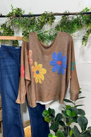 Fall Flowers Camel Shirts & Tops Angela   