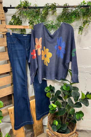 Fall Flowers Navy Shirts & Tops Angela   