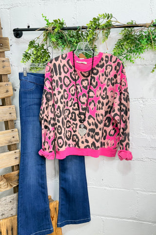 Feeling Feline Top Fuchsia Sweatshirt Oz