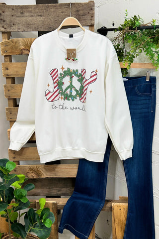 Joy To World Sweatshirt Sweatshirt Sugar Stitch/Faire   