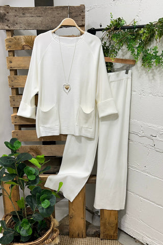 Class Act Set Winter White Top & Pant Set OZ   