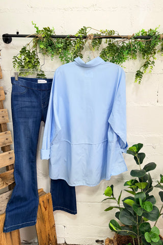 Classical Baby Blue Shirts & Tops Miss Carla