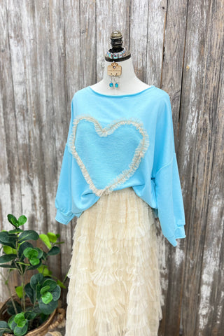 Big Hearted Baby Blue Shirts & Tops MuMu