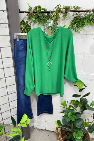 Modish Kelly Green sweater Charmante