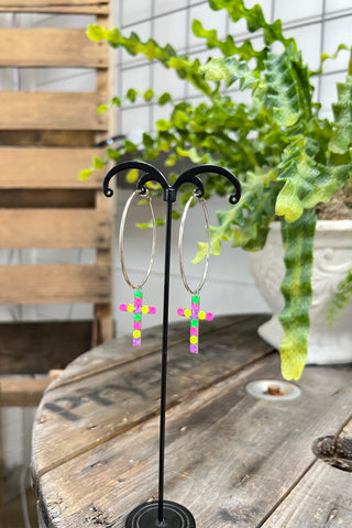 Neon Faith Earrings Neon Multi  Pink Panache   