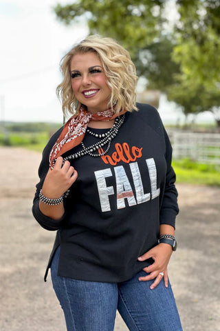 Hello Fall Sweatshirt Black