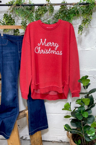 Merry Christmas Sweatshirt Red