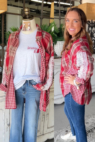 Southern Plaid Red Shirts & Tops Oddi   