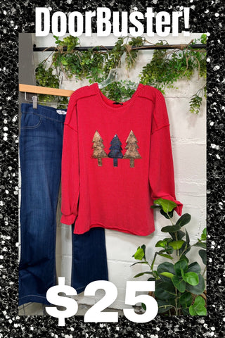 Tree Trio Red DOORBUSTER Shirts & Tops Heimish USA