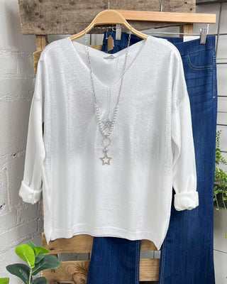 Rock Star White sweater Miss Carla White One Size