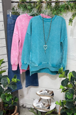 Calm Down Turquoise Sweatshirt Zenana   