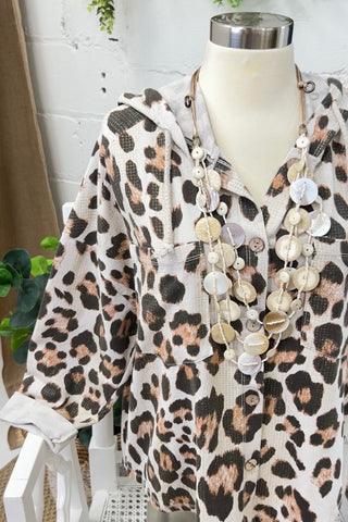 Vivacious Beige Leopard Shacket Shirts & Tops MuMu   