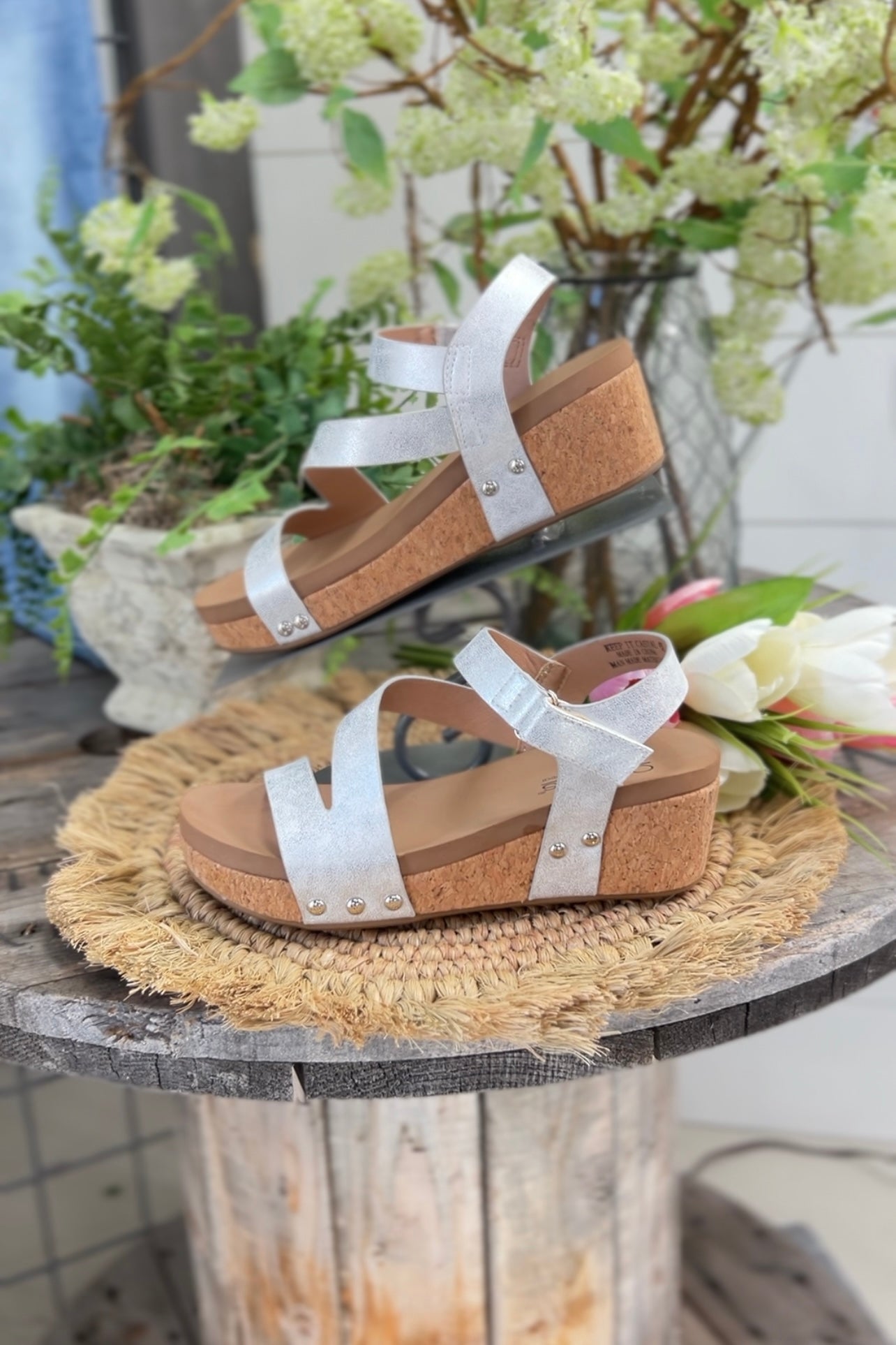 BKE Sole Vineyard Gold Silver Cork Wedge Platform Sandals Heels Shoes  Womens 9 M | eBay