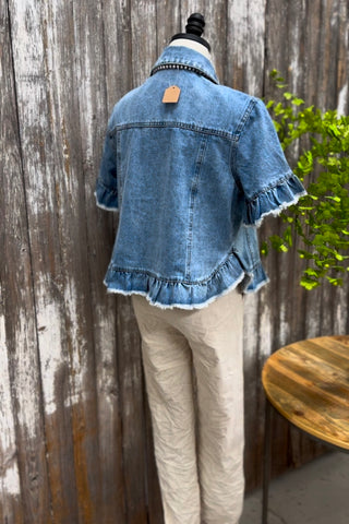 Ruffled Denim Jacket Jacket GeeGee Clothing