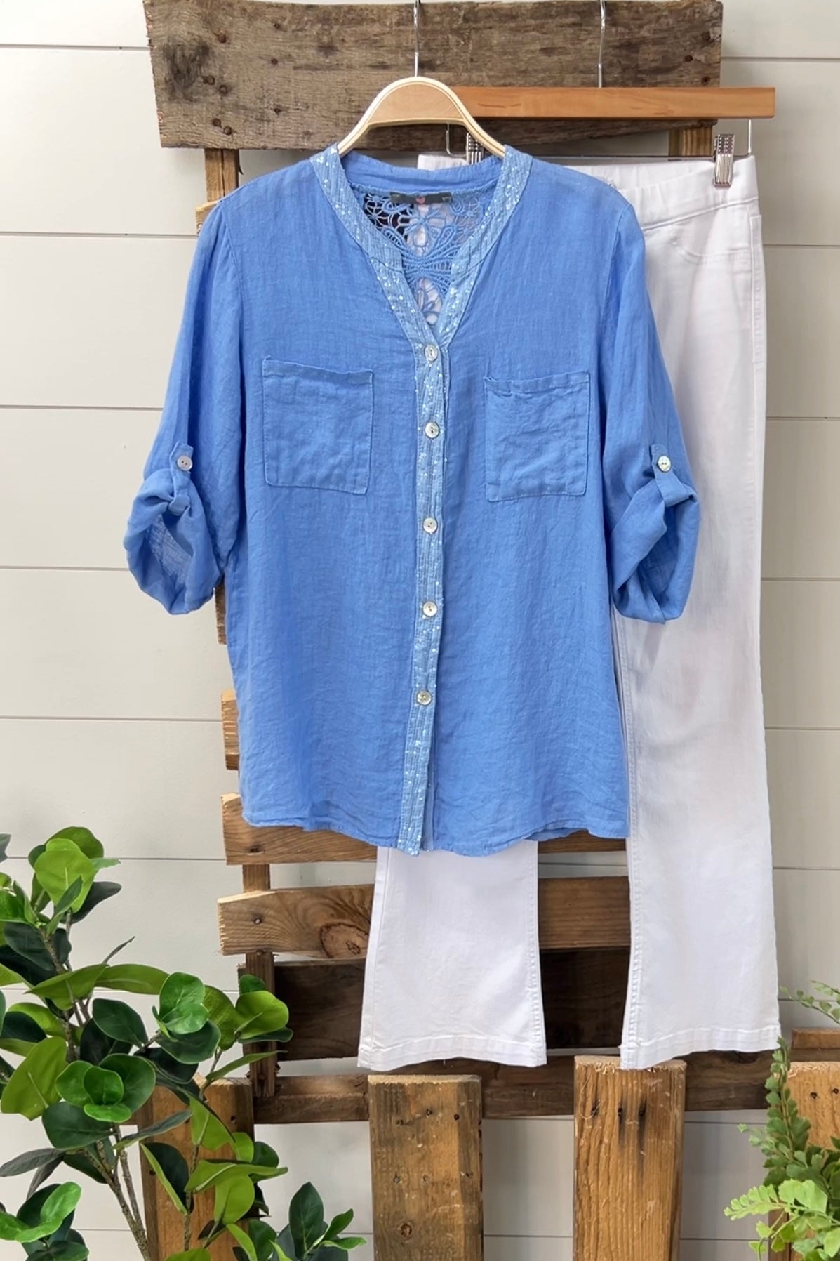 Blue & White Flare Top – Carol's Boutiques